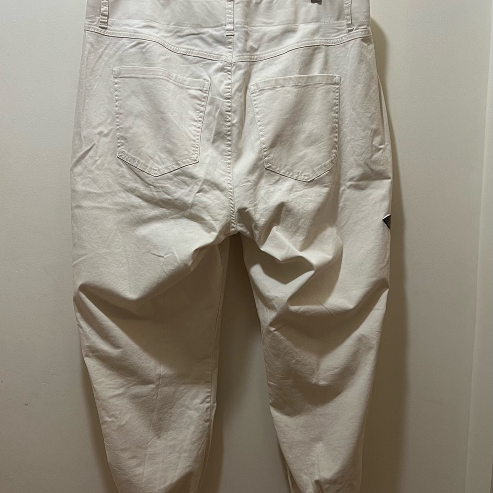 Lane Bryant Birch Embroidered Utility Ankle Pants cream pink roses - Picture 4 of 10